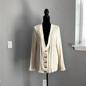 Mango Cardigan cream Size L Cotton, button down, long sleeve